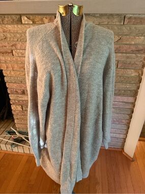 H&M Women’s XL Gray Longline Open Front Cardigan Sweater Soft Knit Duster